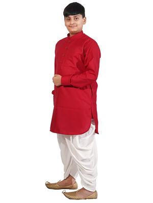 red solid kurta pajama set - 17662422 - Standard Image - 2