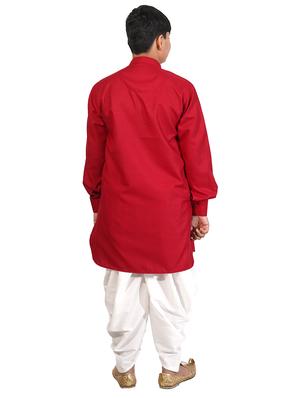red solid kurta pajama set - 17662422 - Standard Image - 3