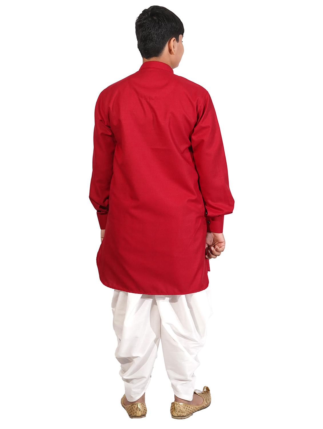 red solid kurta pajama set - 17662422 - Zoom Image - 3