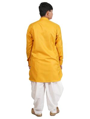 yellow solid kurta pajama set - 17662423 - Standard Image - 3