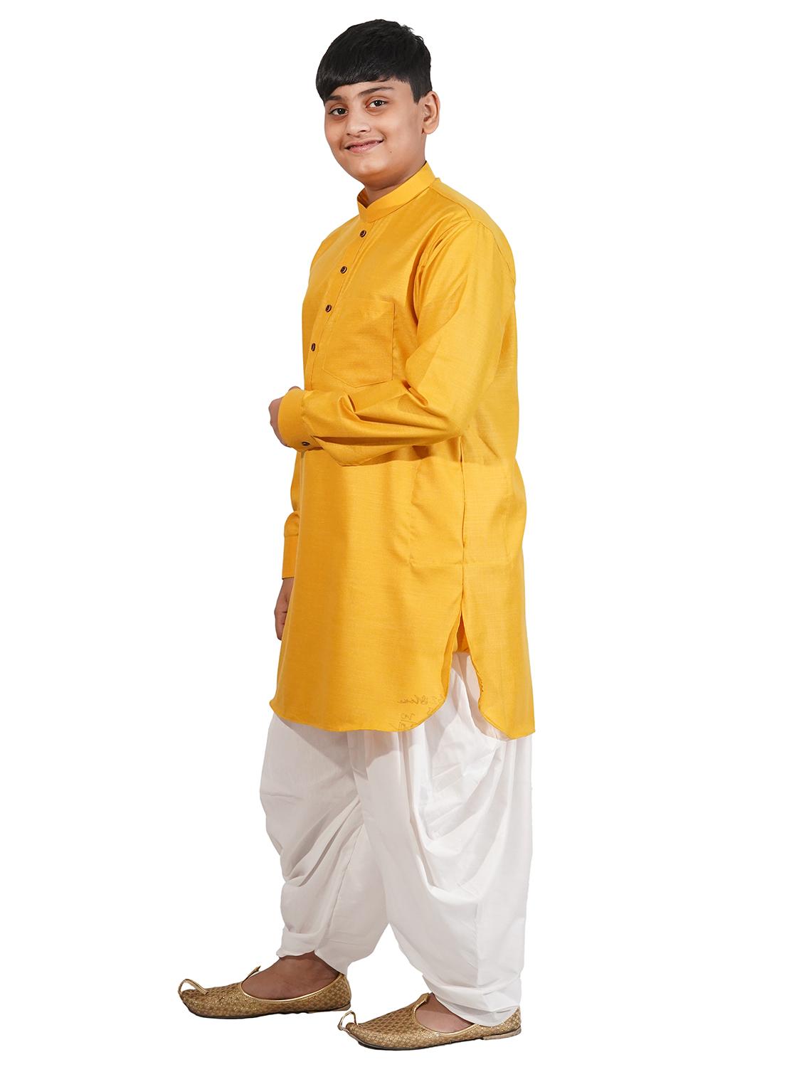 yellow solid kurta pajama set - 17662423 - Zoom Image - 2