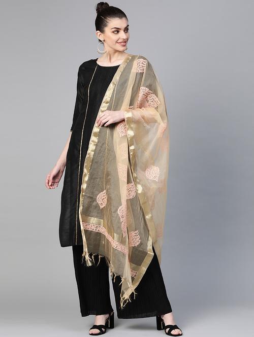 ada hand-embroidered beige chikankari dupatta - 17662797 - Standard Image - 1