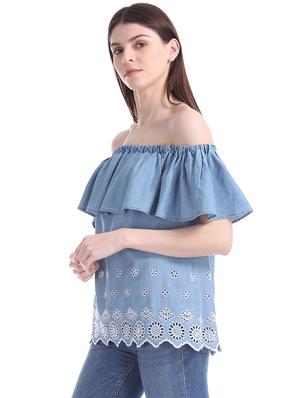 blue cotton regular top - 17663070 - Standard Image - 2