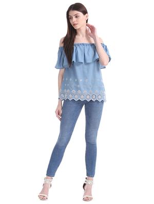blue cotton regular top - 17663070 - Standard Image - 4