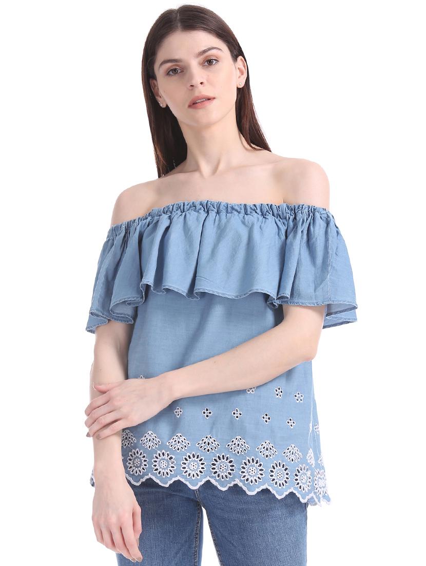 blue cotton regular top - 17663070 - Zoom Image - 1