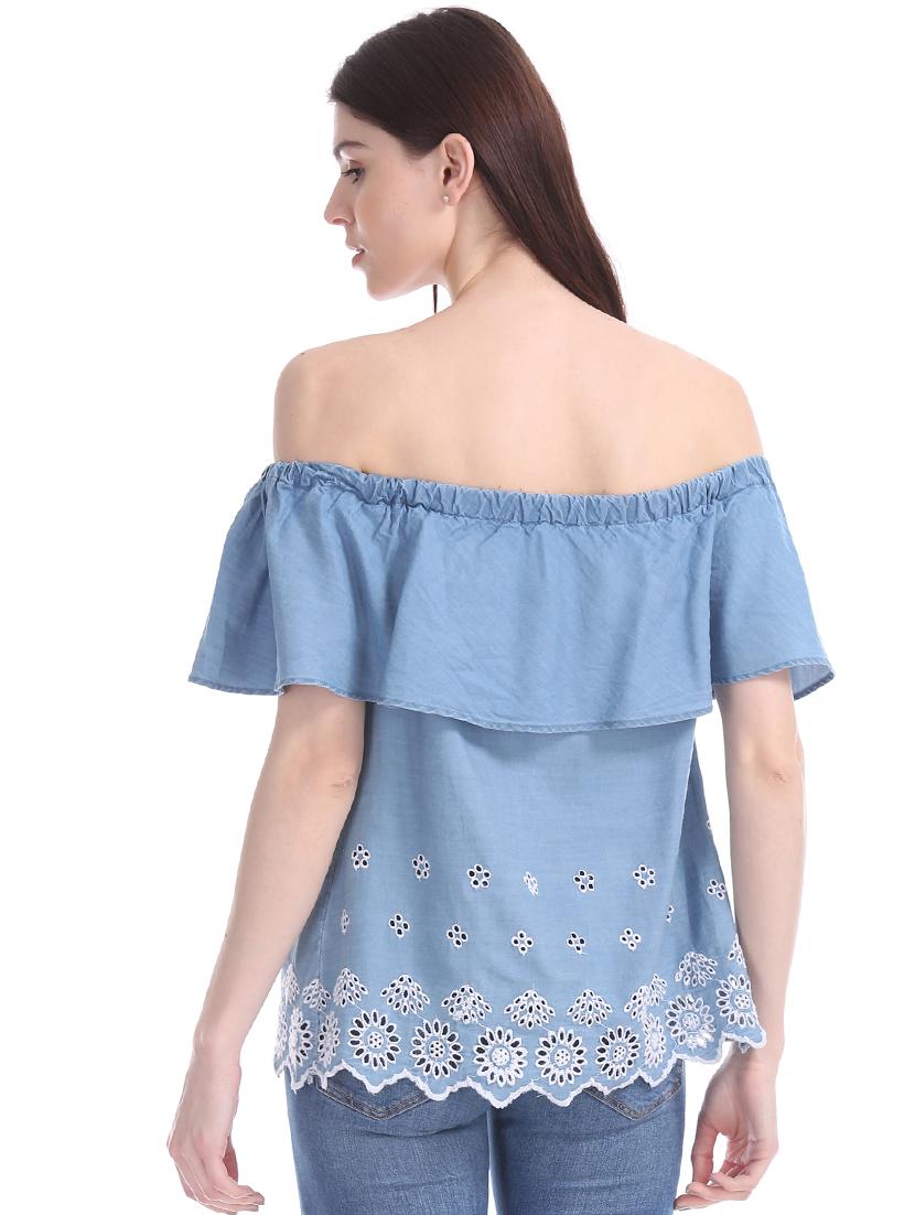 blue cotton regular top - 17663070 - Zoom Image - 3