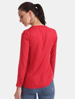 mandarin neck solid top - 17663119 - Standard Image - 3