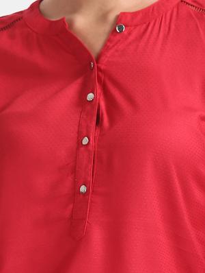 mandarin neck solid top - 17663119 - Standard Image - 5