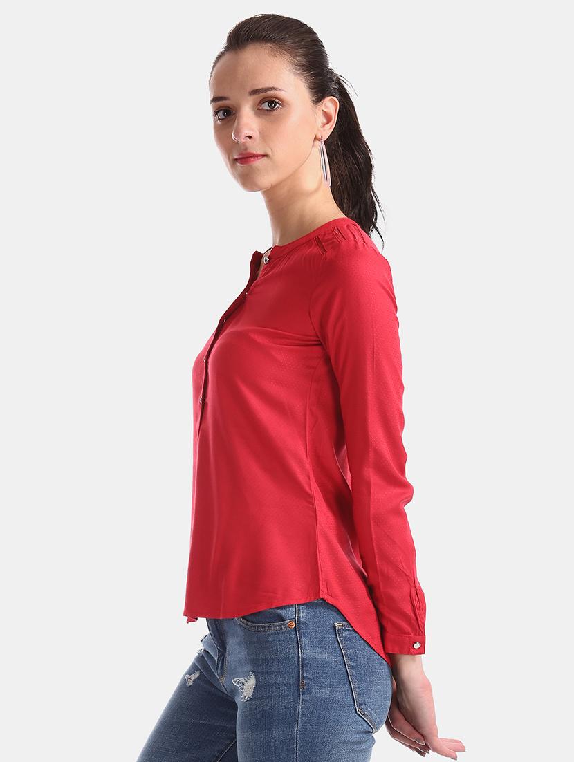 mandarin neck solid top - 17663119 - Zoom Image - 2