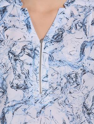mandarin neck abstract printed top - 17663133 - Standard Image - 5