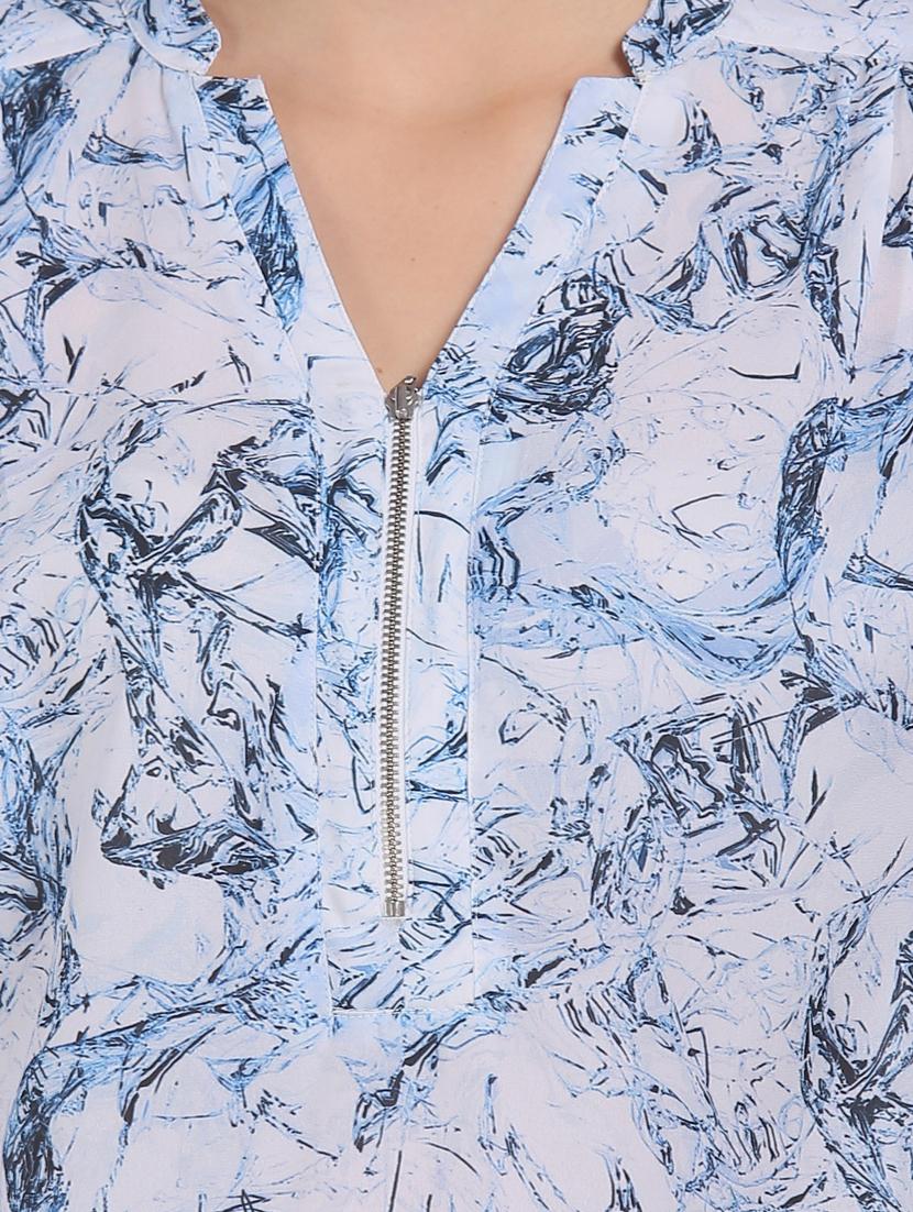 mandarin neck abstract printed top - 17663133 - Zoom Image - 5