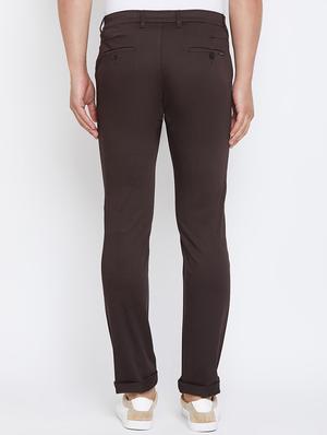 brown solid chinos - 17663243 - Standard Image - 2