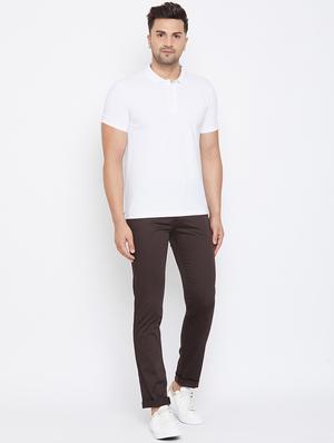 brown solid chinos - 17663243 - Standard Image - 4