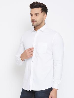 white solid casual shirt - 17663254 - Standard Image - 2