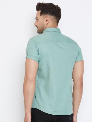 green solid casual shirt - 17663259 - Standard Image - 3