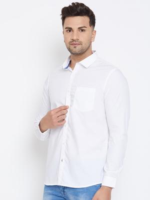 white solid casual shirt - 17663262 - Standard Image - 2