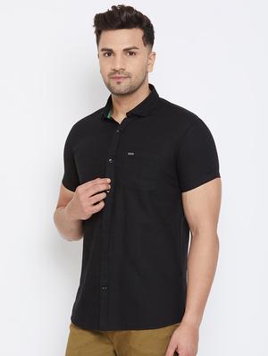 black solid casual shirt - 17663263 - Standard Image - 2