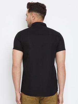 black solid casual shirt - 17663263 - Standard Image - 3