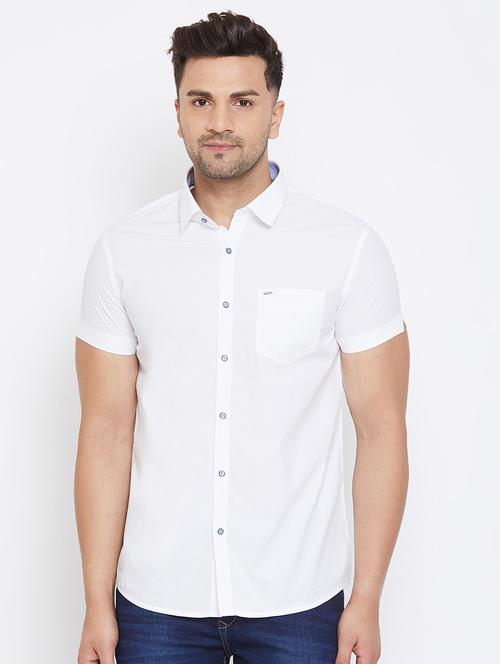 white solid casual shirt - 17663269 - Standard Image - 1
