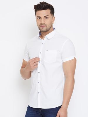 white solid casual shirt - 17663269 - Standard Image - 2