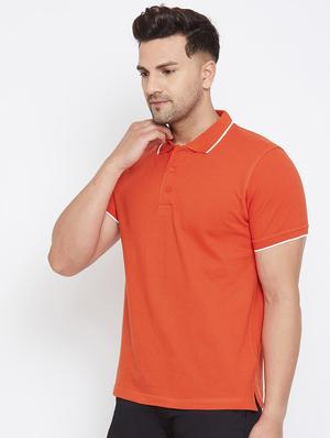 orange solid polo t-shirt - 17663271 - Standard Image - 2
