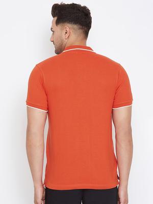 orange solid polo t-shirt - 17663271 - Standard Image - 3