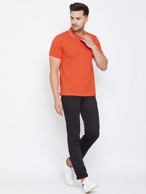 orange solid polo t-shirt - 17663271 - Standard Image - 4