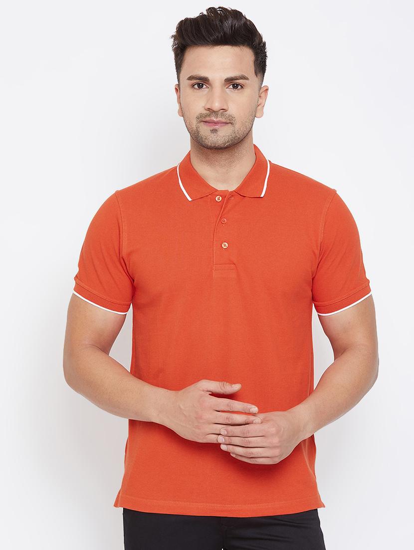 orange solid polo t-shirt - 17663271 - Zoom Image - 1