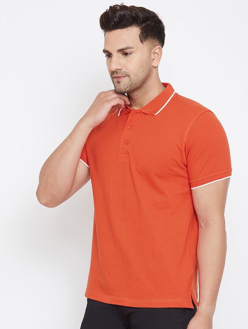 orange solid polo t-shirt - 17663271 - Zoom Image - 2