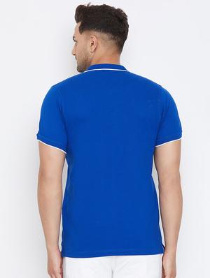 blue solid polo t-shirt - 17663272 - Standard Image - 2