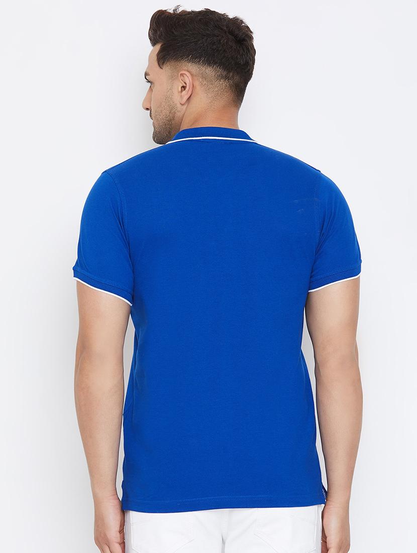 blue solid polo t-shirt - 17663272 - Zoom Image - 2