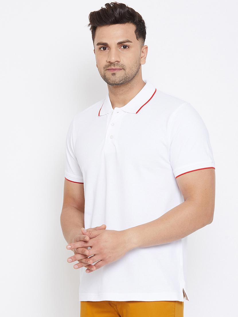 white solid polo t-shirt - 17663278 - Zoom Image - 2