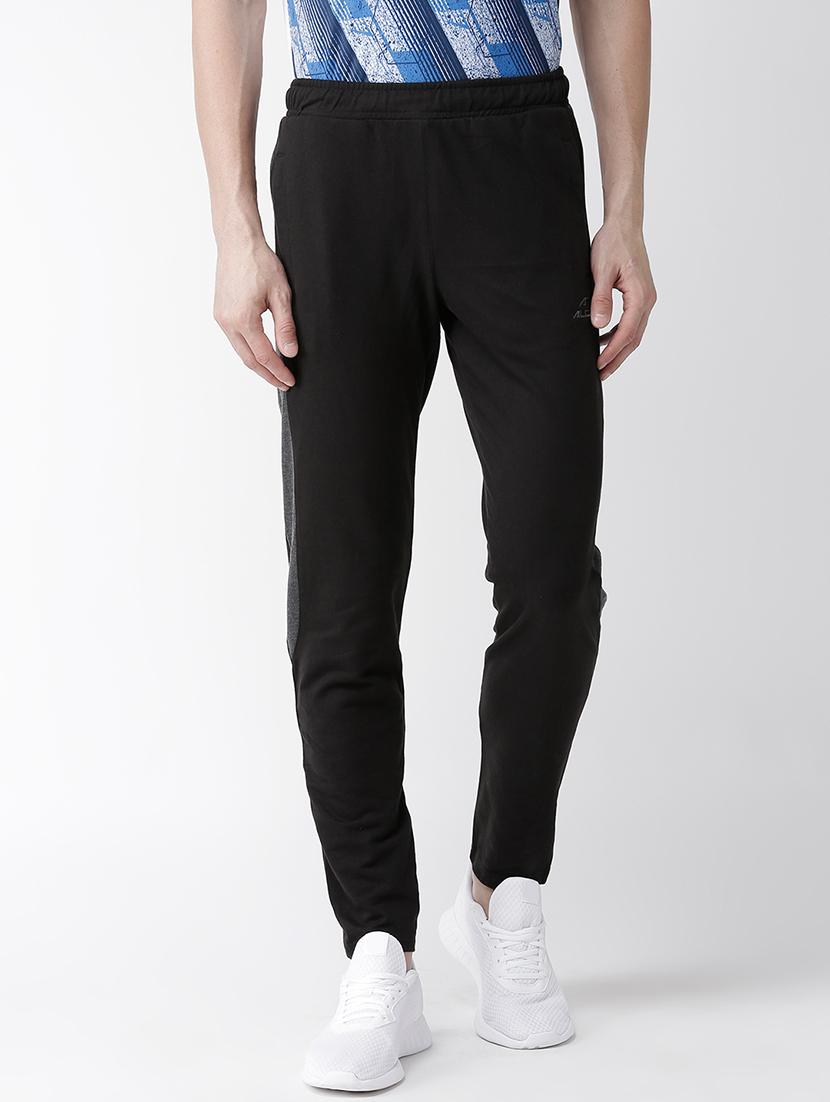 black solid full length track pant - 17665109 - Zoom Image - 1