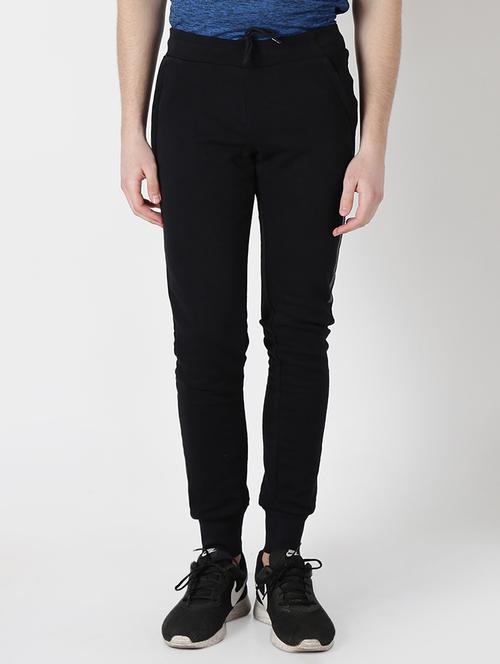 black solid full length track pant - 17665128 - Standard Image - 1