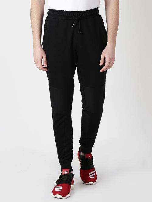 black solid full length track pant - 17665131 - Standard Image - 1