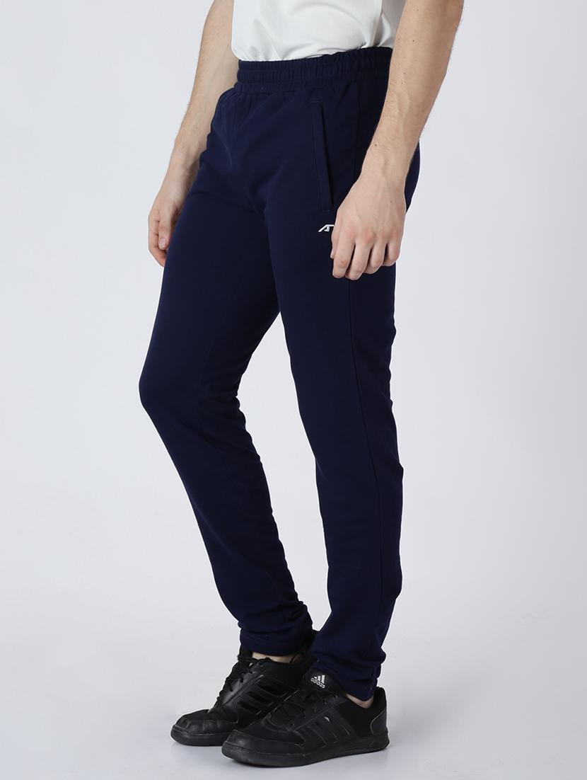 navy blue solid full length track pant - 17665143 - Zoom Image - 2