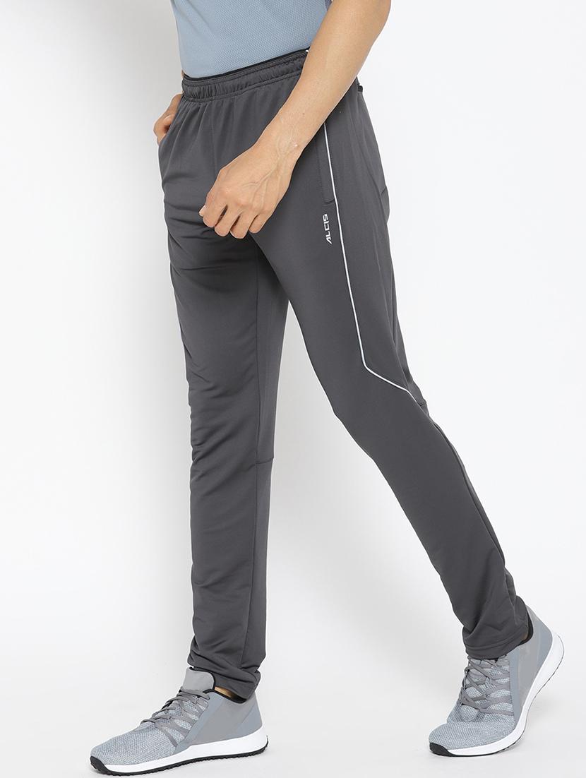 grey solid full length track pant - 17665167 - Zoom Image - 2