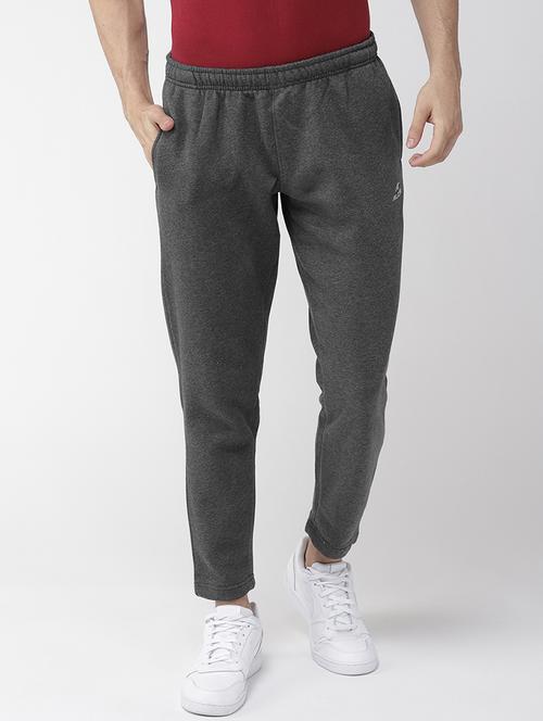 grey solid full length track pant - 17665177 - Very Small Image - 1