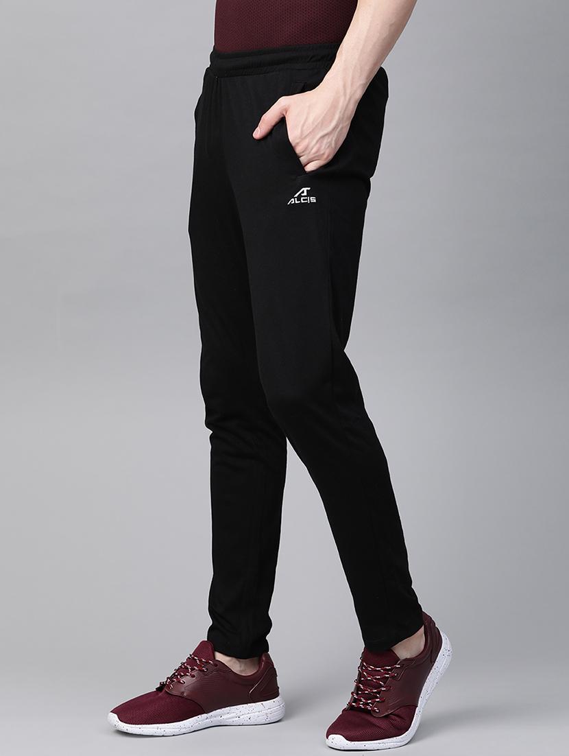black solid full length track pant - 17665191 - Zoom Image - 2