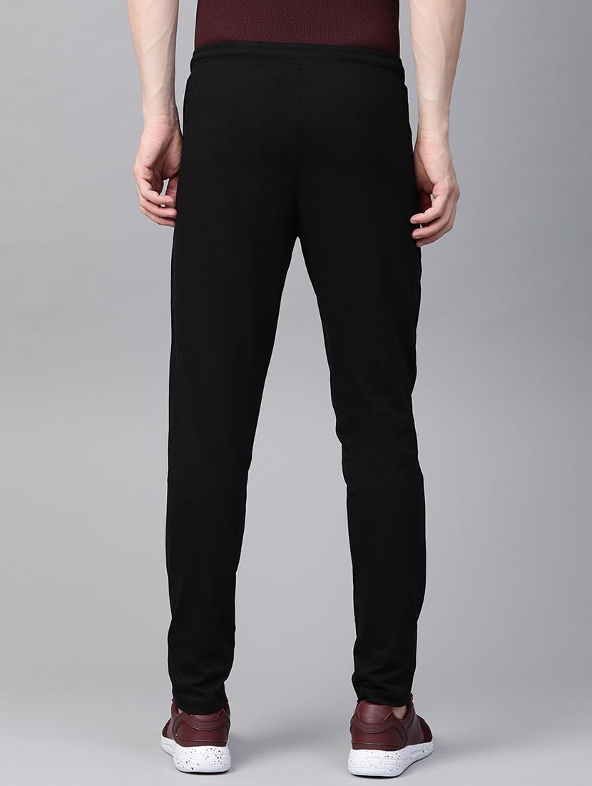 black solid full length track pant - 17665191 - Zoom Image - 3