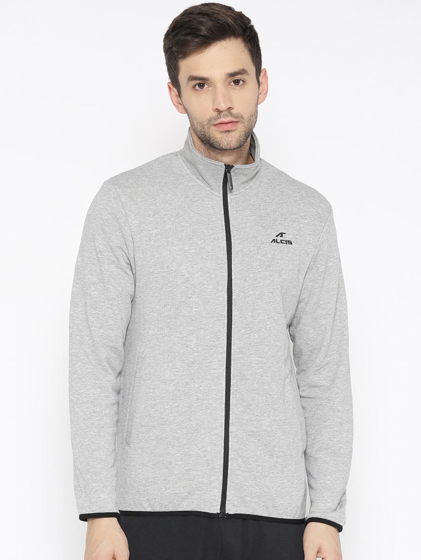 grey solid casual jacket - 17665199 - Zoom Image - 1