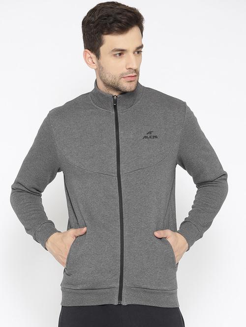 grey solid casual jacket - 17665203 - Standard Image - 1