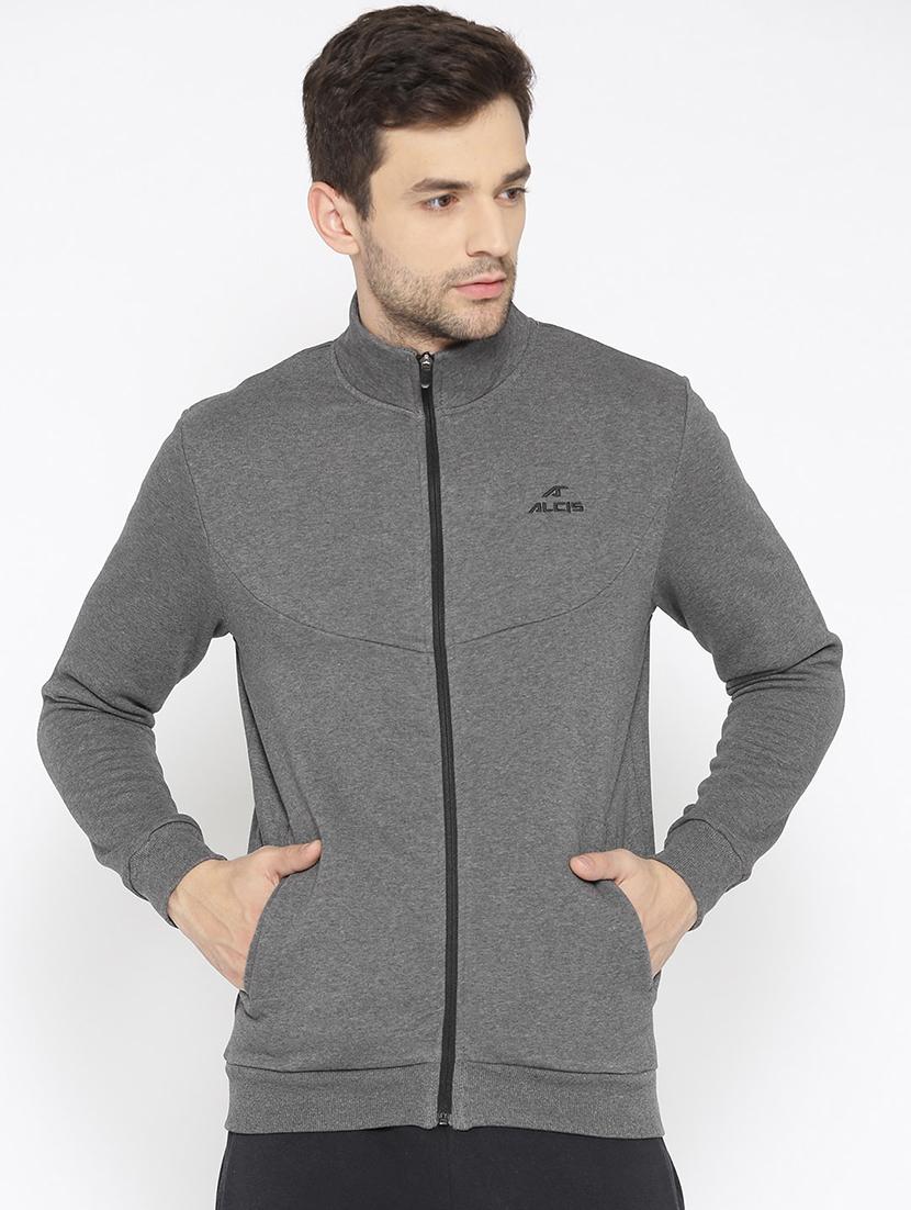 grey solid casual jacket - 17665203 - Zoom Image - 1