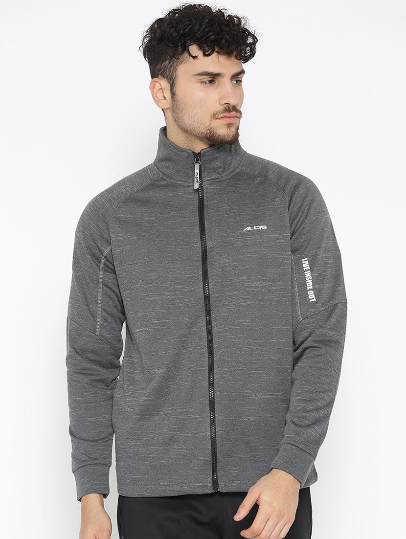 grey solid casual jacket - 17665204 - Zoom Image - 1
