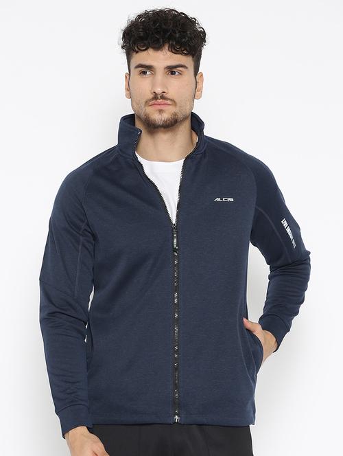 navy blue solid casual jacket - 17665205 - Standard Image - 1