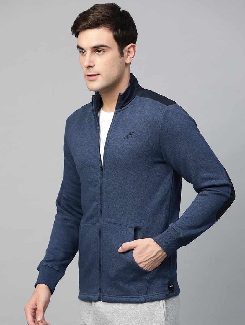 navy blue solid casual jacket - 17665209 - Zoom Image - 2