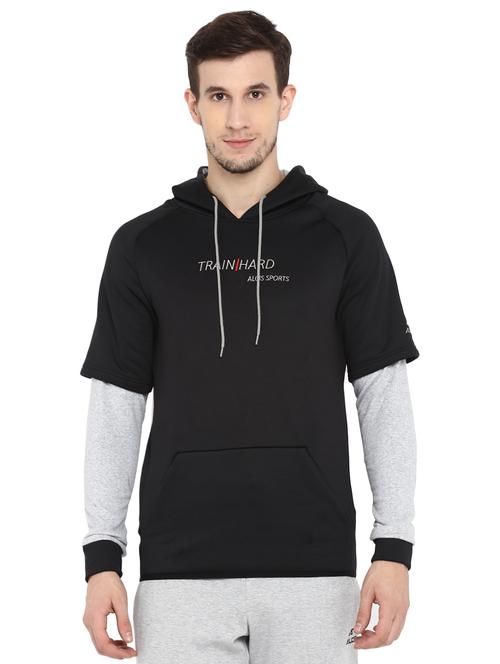 black color block cut & sew sweatshirt - 17665224 - Standard Image - 1