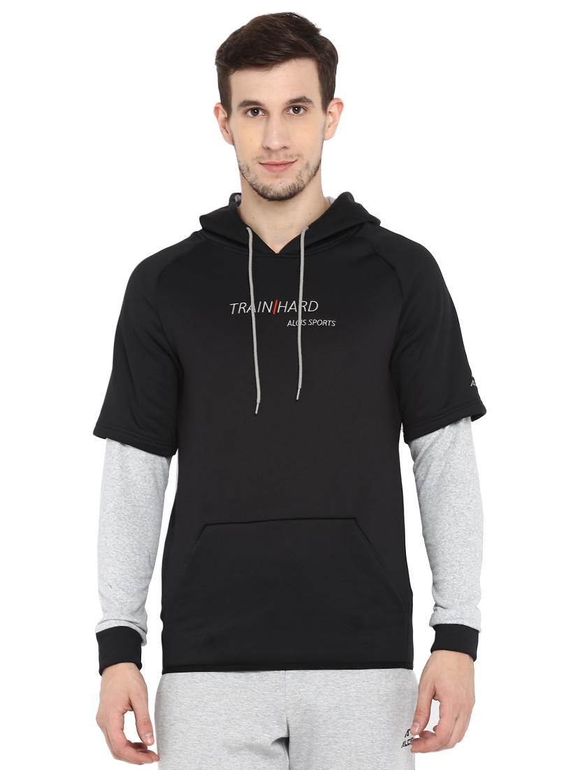 black color block cut & sew sweatshirt - 17665224 - Zoom Image - 1