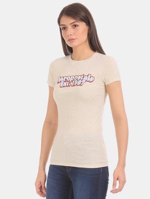 beige cotton regular tee - 17665383 - Standard Image - 3