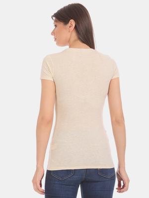 beige cotton regular tee - 17665383 - Standard Image - 4